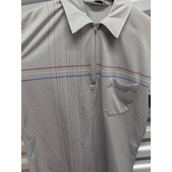 Vintage Idletime Men's Small Gray Polo with Pocket and Stripes - Picture 3 of 6
